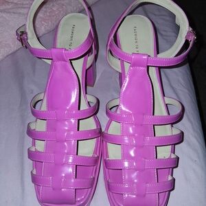 Fashion to Figure Hot Pink Strappy Block Heel Sandals